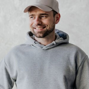 Gray Mesh Hoodie & Gray Cap